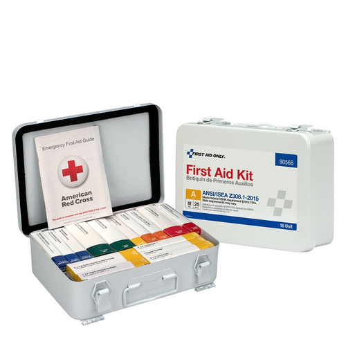 First Aid Only 16 Unit First Aid Kit ANSI A Metal Case First Aid Only 16 Unit First Aid Kit ANSI A Metal Case
