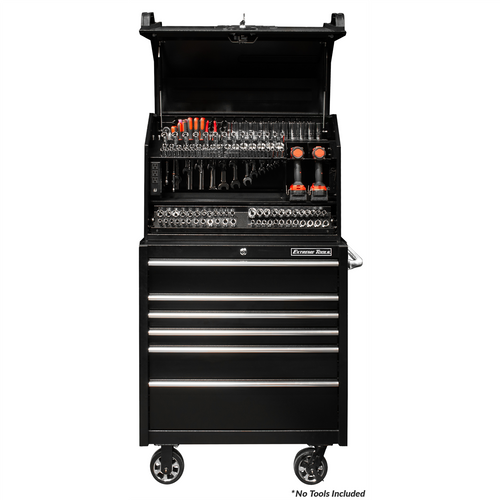Extreme Tools PWS Series 36in W x 20in D Extreme Portable Workstation and 36in W x 25in D 6-Drawer Roller Cabinet Combo, Textured Black