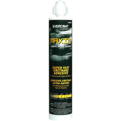 Fibre glass Evercoat MAXIM 100886 Super Fast Urethane Adhesive, 250 mL Bottle, Beige, Liquid, 1 hr Curing Fibre glass Evercoat MAXIM 100886 Super Fast Urethane Adhesive, 250 mL Bottle, Beige, Liquid, 1 hr Curing