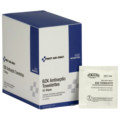 First Aid Only BZK Antiseptic Wipes 50/box