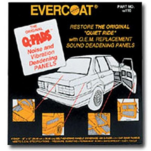 Fibre glass Evercoat Q-Pad 100116 Sound Deadening Panel, 12 x 12 in, Fiberglass, Black