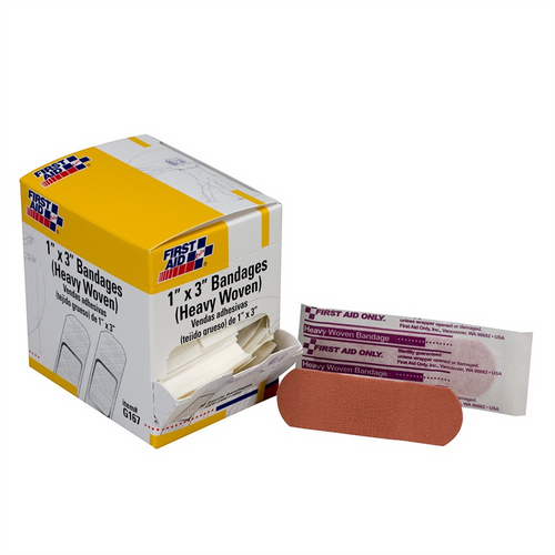 First Aid Only 1"x3" Heavy Woven Fabric Bandages 50/box First Aid Only 1"x3" Heavy Woven Fabric Bandages 50/box