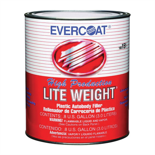 Fibre glass Evercoat LITE WEIGHT 100151 High Production Plastic Body Filler, 3 L Can, Gray, Paste