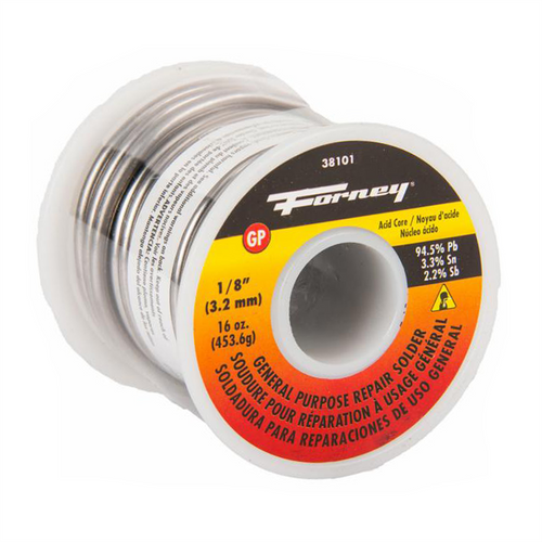 Forney Industries Solder, General Purpose Repair, Acid Core, 1/8 in, 16 Ounce