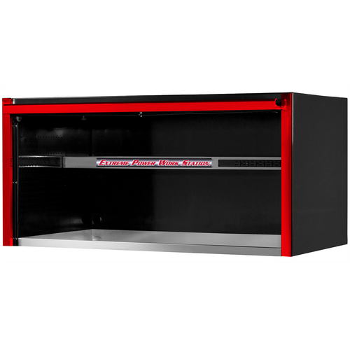 Extreme Tools EXQ Series 55in W x 30in D Professional Extreme Power Workstation Hutch  Black w Red Handle