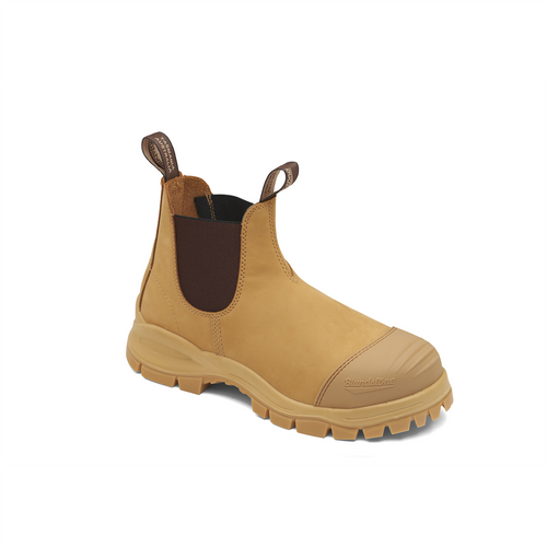 Blundstone Steel Toe Elastic Side Slip-on Boots, Water Resistant, Bump Cap, Wheat, AU size 8, US size 9