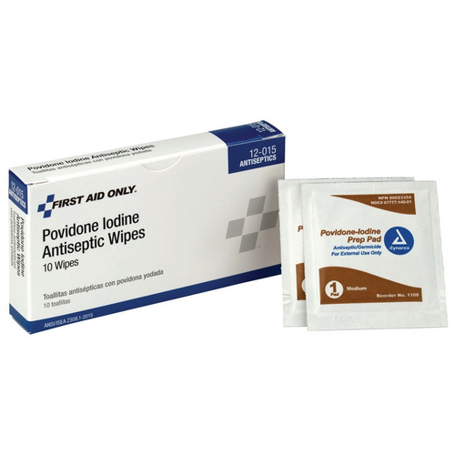 First Aid Only PVP Iodine Wipes 10/box First Aid Only PVP Iodine Wipes 10/box