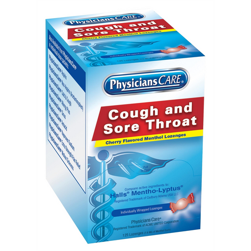 First Aid Only PhysiciansCare Cherry Flavor Cough & Throat Lozenges 125x1/box First Aid Only PhysiciansCare Cherry Flavor Cough & Throat Lozenges 125x1/box