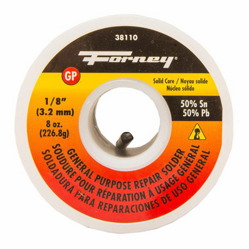 Forney Industries Solder, General Purpose Repair, Solid Core, 1/8 in, 8 Ounce