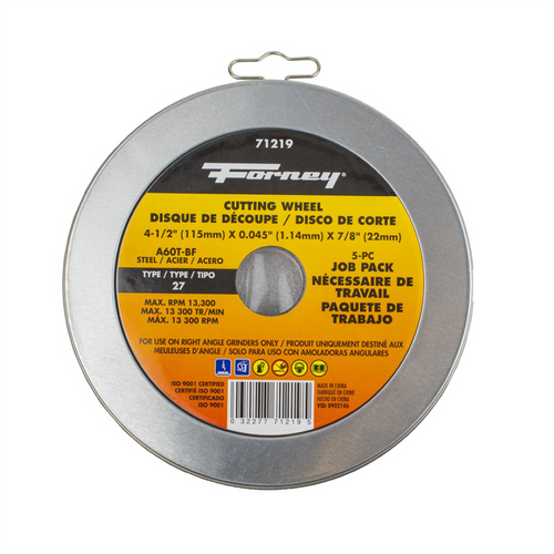 Forney Industries 5-Pack of Forney 71793 (4-1/2 in Metal Cut-Off Wheel)