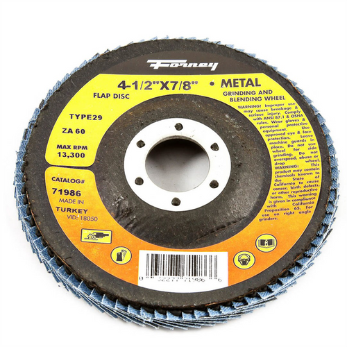 Forney Industries Flap Disc, Type 29, 4-1/2 in x 7/8 in, ZA60