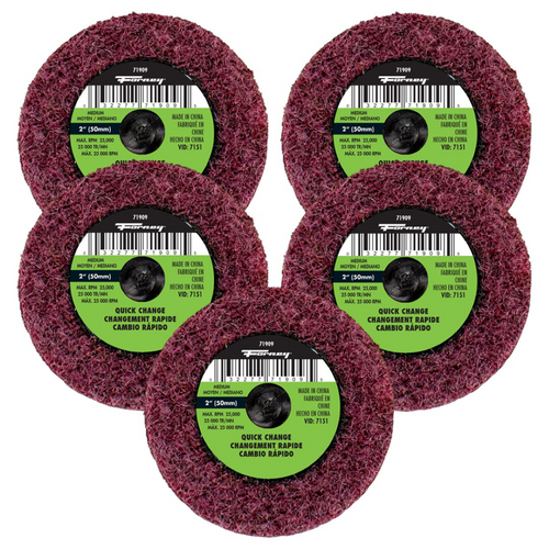 Forney Industries Quick Change Surface Prep Pad, Medium Grit, 2 in (5-Pack of Forney 71909)