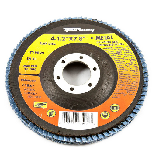 Forney Industries Flap Disc, Type 29, 4-1/2 in x 7/8 in, ZA80