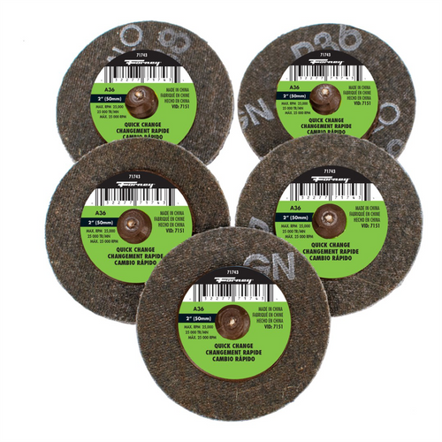 Forney Industries Quick Change Sanding Disc, 36 Grit, 2 in (5-pack of Forney 71743)