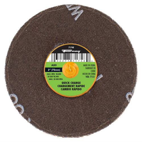 Forney Industries Quick Change Sanding Disc, 3 in, 80 Grit