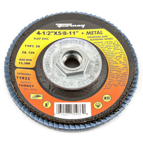 Forney Industries Flap Disc, Type 29, 4-1/2 in x 5/8 in-11, ZA120