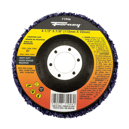 Forney Industries Strip and Finish Disc, Heavy-Duty, 4-1/2 in x 7/8 in Type 27