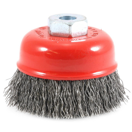 Forney Industries Cup Brush, Crimped, 2-3/4 in x .014 x M10 x 1.25 Arbor Forney Industries Cup Brush, Crimped, 2-3/4 in x .014 x M10 x 1.25 Arbor