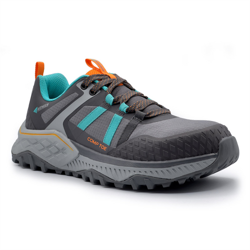 Avenger Work Boots AERO Trail - Women's  Low Top Shoe - Composite Toe - CT |EH |SR - Grey / Teal - Size: 6.5 - E - (Wide)
