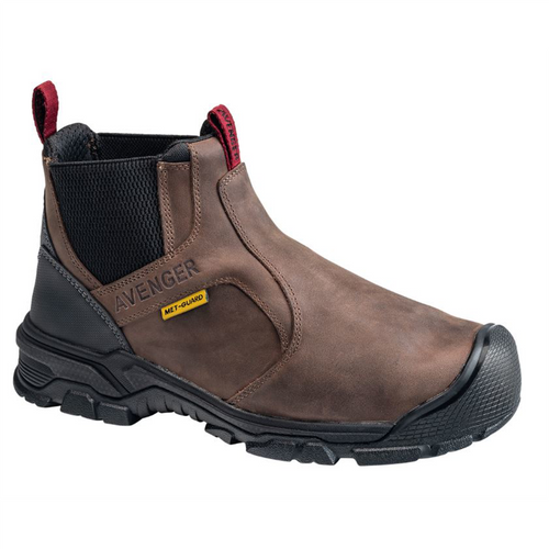 Avenger Ripsaw Romeo Series - Men's Mid-Top Slip-On Boots - Aluminum Toe - IC|EH|SR|PR|MT - Brown/Black -Size: 9.5W