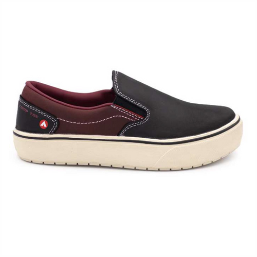 Airwalk AIRWALK - VENICE - Women's Leather Slip On - CT|EH|SF|SR - Black / Tawny Port - Size: 8.5 - D - (Regular)