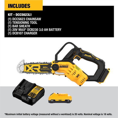 DeWalt DEWALT 20V PRUNING CHAINSAW 3AH DeWalt DEWALT 20V PRUNING CHAINSAW 3AH