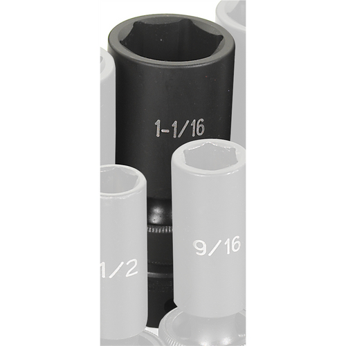 Grey Pneumatic SOC 1-1/16 1/2D IMP UNIV 6PT DP BLK