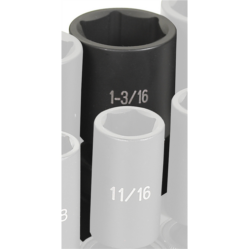 Grey Pneumatic SOC 1-3/16 1/2D IMP UNIV 6PT DP BLK