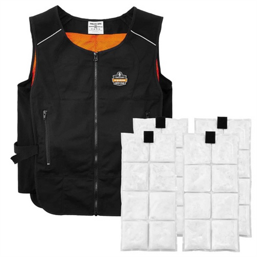 Ergodyne 6260 S/M Black Lightweight Phase Change Cooling Vest with Packs Ergodyne 6260 S/M Black Lightweight Phase Change Cooling Vest with Packs