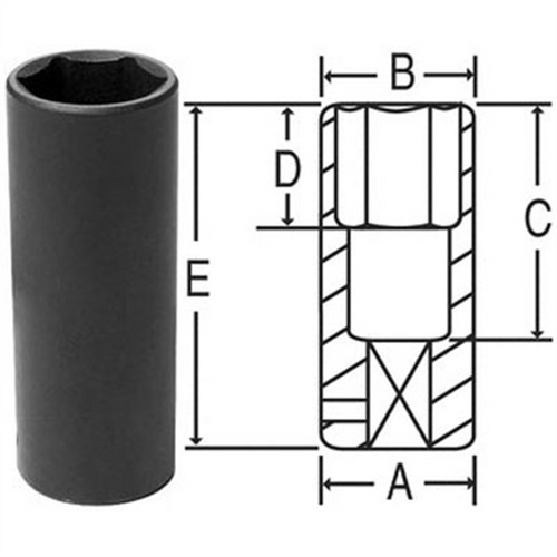 Grey Pneumatic 1/2" Drive x 21mm Extra-Thin Wall Deep Grey Pneumatic 1/2" Drive x 21mm Extra-Thin Wall Deep