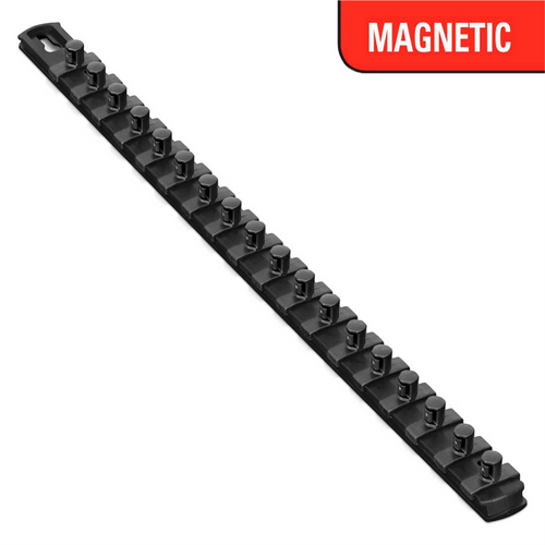 Ernst Mfg. 18 Inch  3/8 Inch Magnetic Socket Organizer with Twist Lock Clips - Black