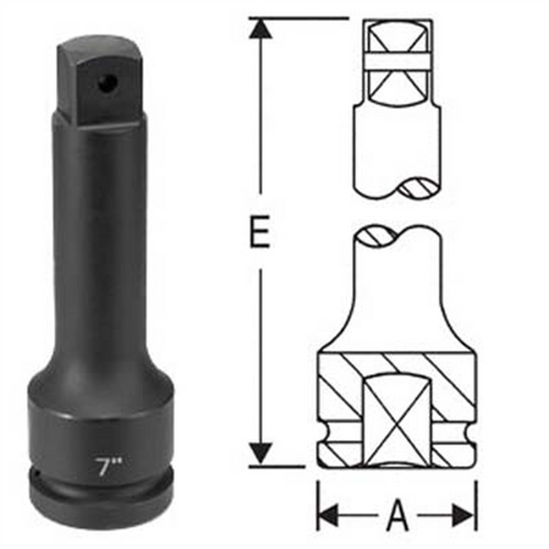 Grey Pneumatic 1"DR 10" EXT. W/LOCKING PIN HOLE