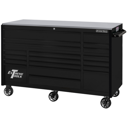 Extreme Tools RX Series 72" 19 Drwr 25" Dp Roller Cab, Mat Blck Extreme Tools RX Series 72" 19 Drwr 25" Dp Roller Cab, Mat Blck