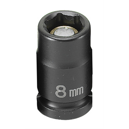 Grey Pneumatic SOC 8MM 1/4D IMP MAG 6PT BLK