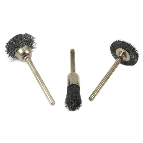 Forney Industries 3-Piece Bristle Wire Brush Set with 1/8 in Shank