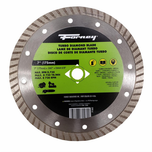Forney Industries Diamond Cut-Off Blade, Turbo, 7 in Forney Industries Diamond Cut-Off Blade, Turbo, 7 in