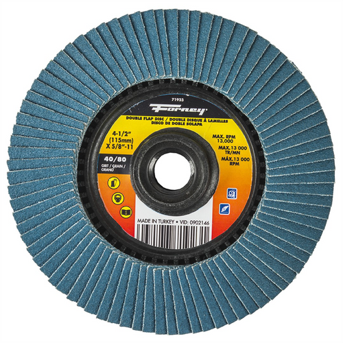 Forney Industries Double Sided Flap Disc, 40/80 Grits, 4-1/2 in