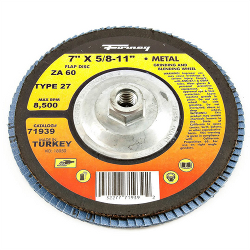 Forney Industries Flap Disc, Type 27, 7 in x 5/8 in-11, ZA60