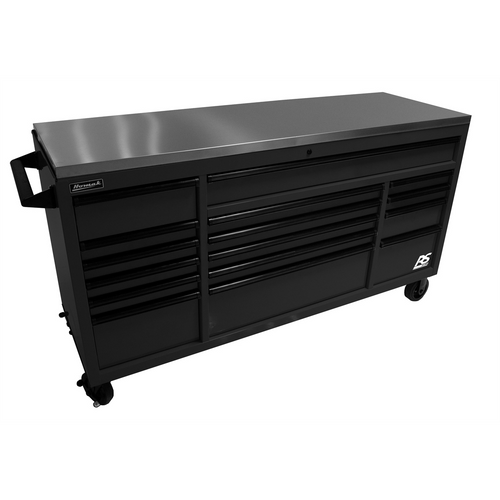 Homak Manufacturing 72" RS Roller Cabinet Black Stainless Steel Top