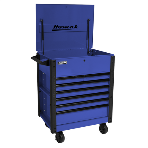 Homak Manufacturing 35 in. Pro Series 7-Drawer Service Cart, Blue