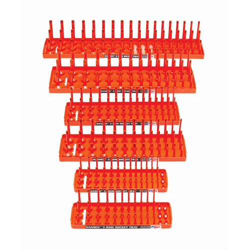 Hansen Global 6 Piece 3 Row Socket Tray Set - Orange