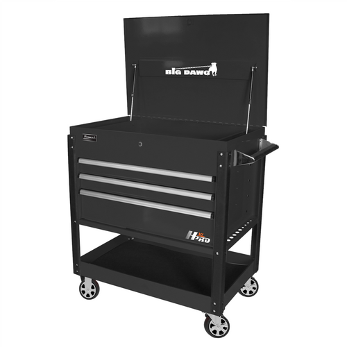 Homak Manufacturing 43in 3-Drawer Service Cart - Black