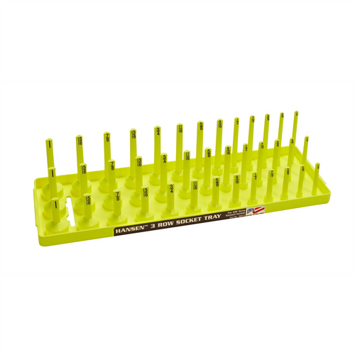 Hansen Global 3/8" SAE 3-Row Socket Tray - Hi-Viz Yellow