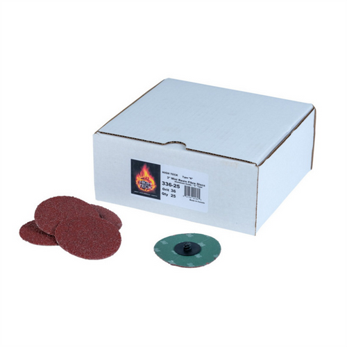 High Teck Products 336-25 R-Style Disc, 3 in Dia, 36 Grit, Aluminum Oxide, Polymer Backing