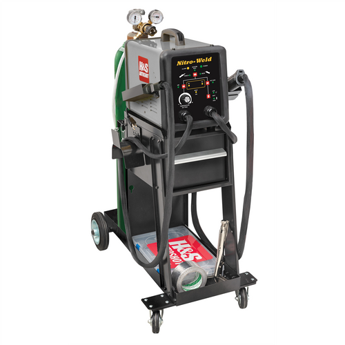 H&S AutoShot UNI-8100 Nitrogen Plastic Welding System Built-in Compressor, 2-Torch, Cart and Gas Cylinder