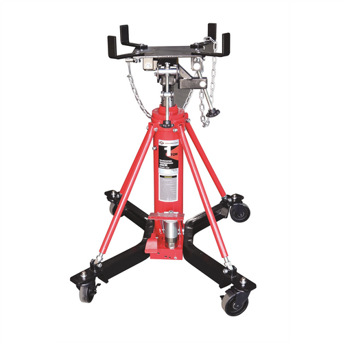 American Forge & Foundry AFF - Transmission Jack - Hydraulic - Telescopic - Two Stage - 2,000 Lbs. Capacity - 37" Min H to 76" High H - Manual Foot Pedal - Double Pump Quick Lift