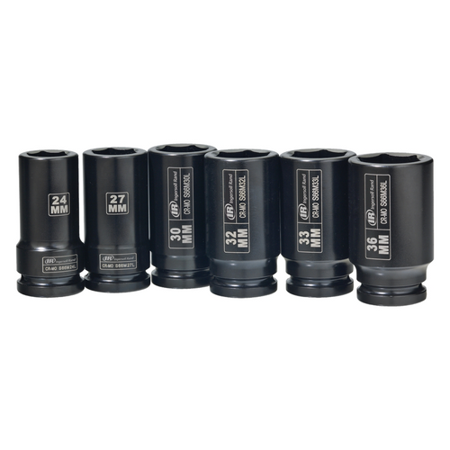 Ingersoll Rand 3/4" Drive Hex Deep Metric Impact Socket Set, 6-Piece
