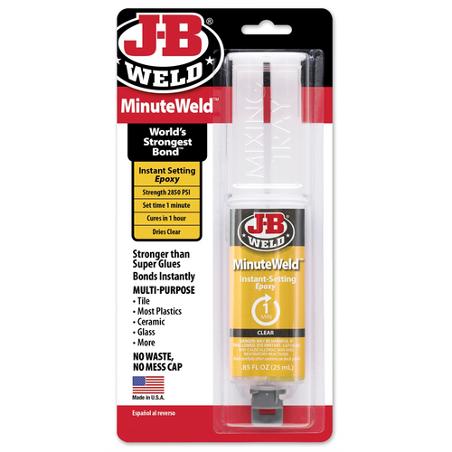 J B Weld J-B Weld 50101 MinuteWeld Epoxy Syringe - 25 ml. J B Weld J-B Weld 50101 MinuteWeld Epoxy Syringe - 25 ml.