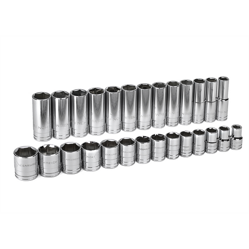GearWrench 27 Piece 1/2 Inch Drive 6 Point Standard & Deep SAE Socket Set