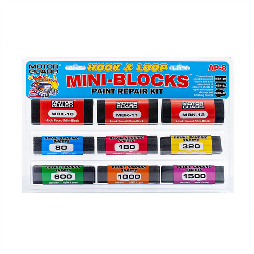 Motorguard J.R. Tech MINI-BLOCK PAINT REPAIR KIT ASSORTMENT OF 3 - HOOK & LOOP SANDING BLOCKS